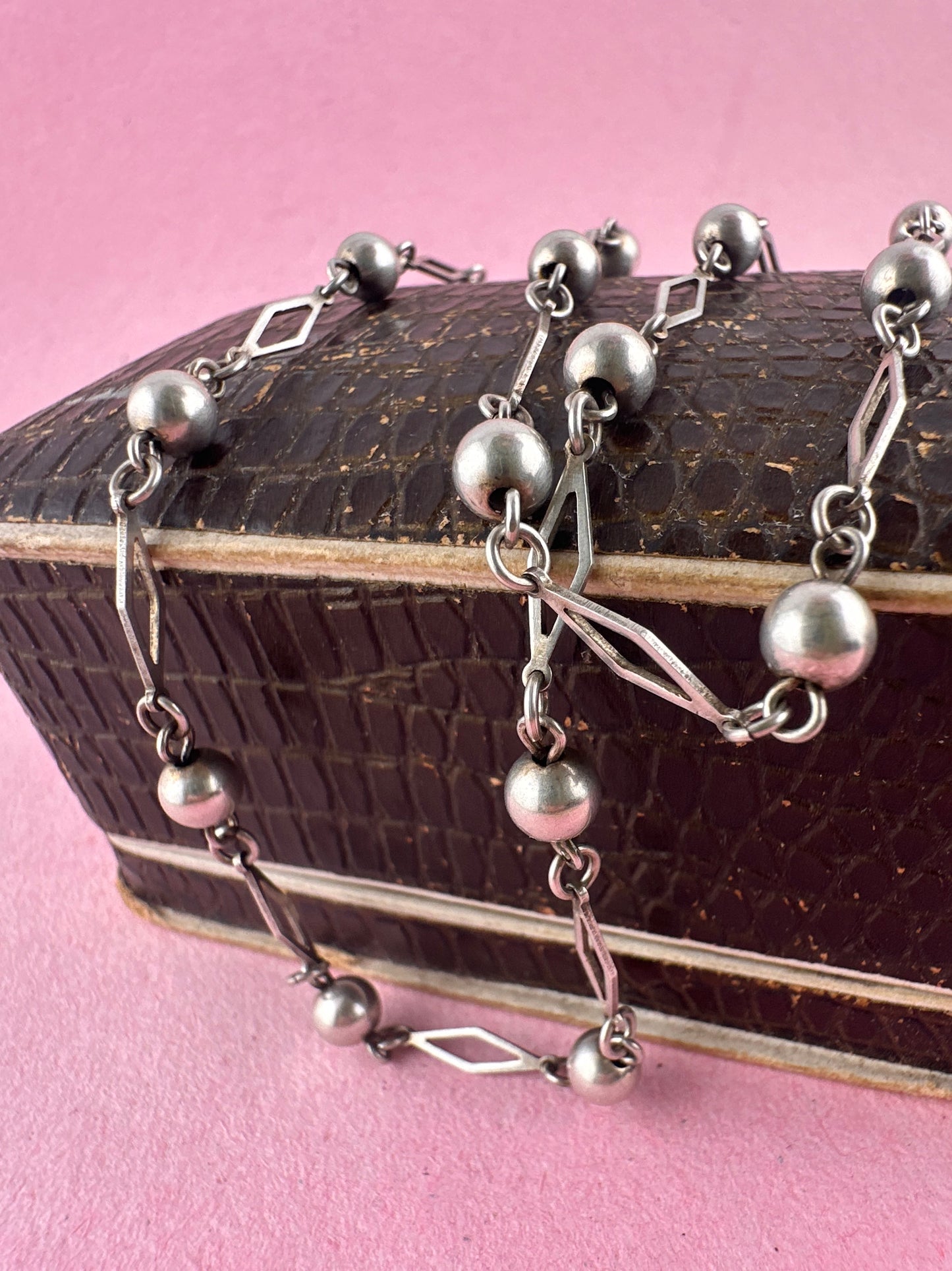 Sterling Silver Ball and lozenge link chain