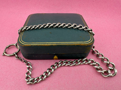Antique Sterling Silver Graduated Curb Albert with XL bolt clasp