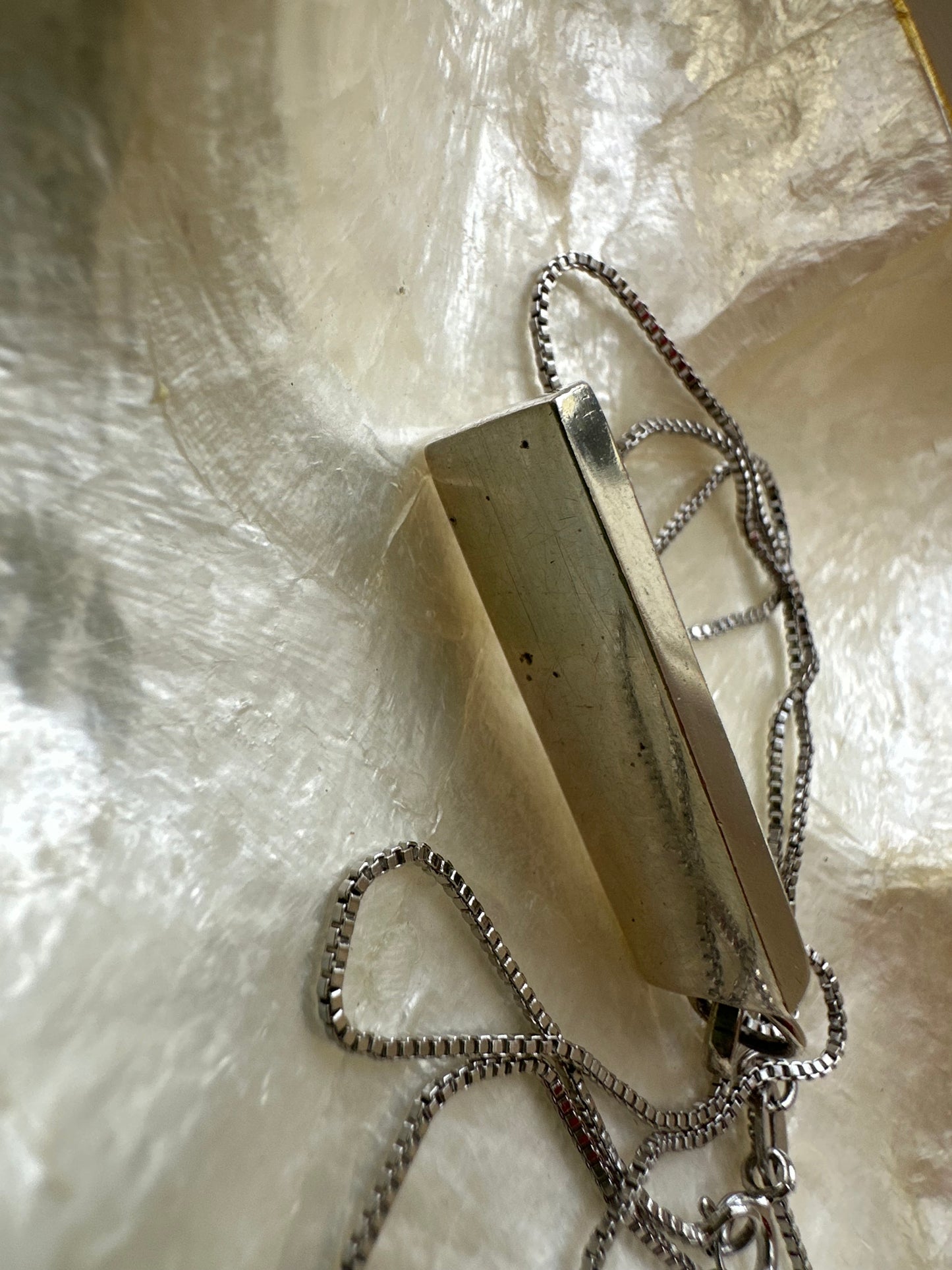 Sterling Silver Ingot pendant with sterling silver box chain