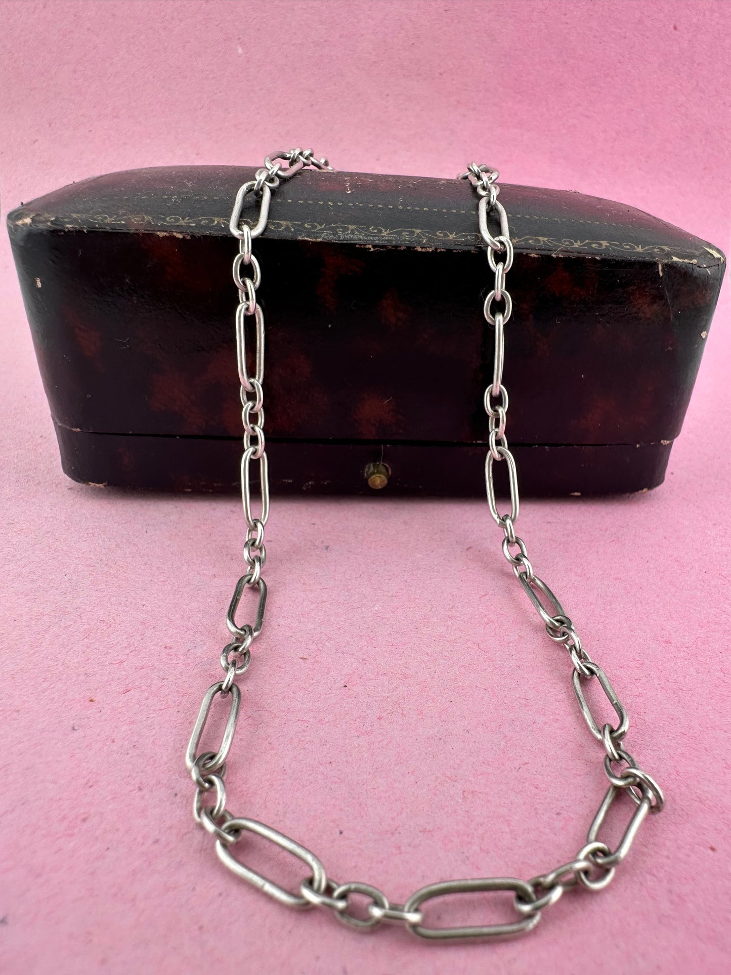 Antique 800 Silver mini trombone chain with dog clip