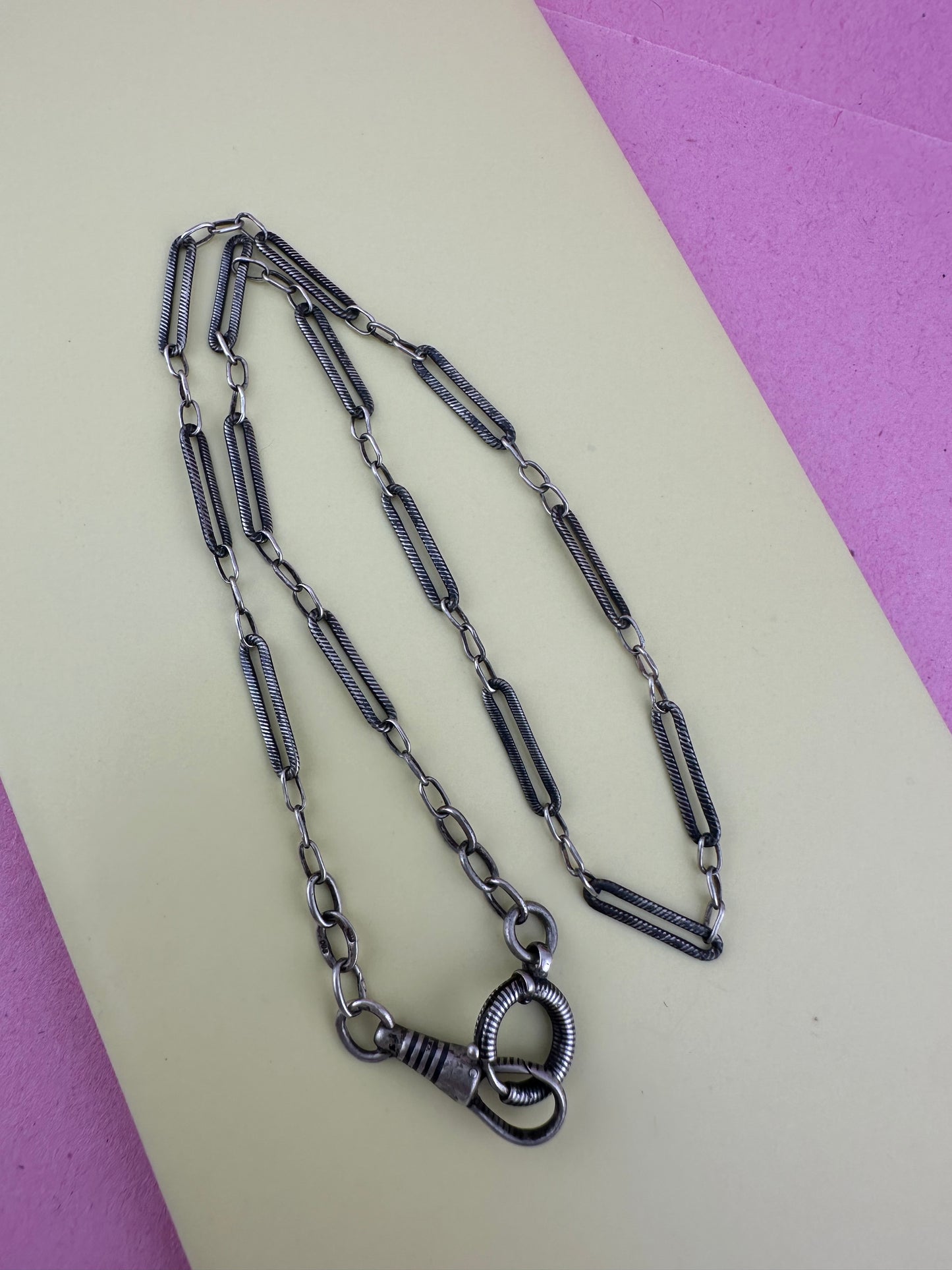 Antique 800 Silver Niello Trombone chain
