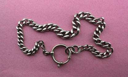 Antique Sterling Silver Graduated Curb Albert with XL bolt clasp