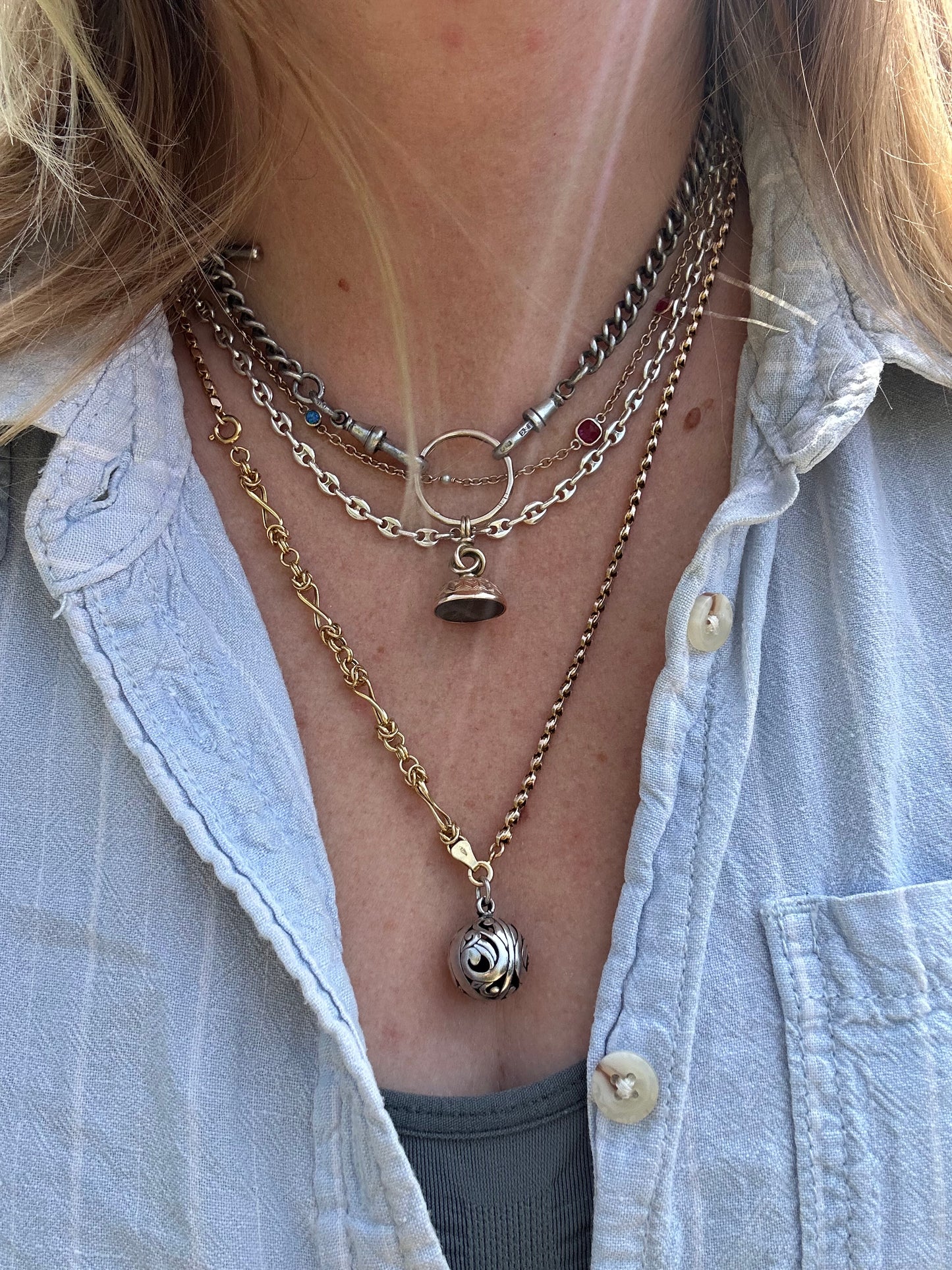 Spanish Sterling Silver Puffy Mariner chain