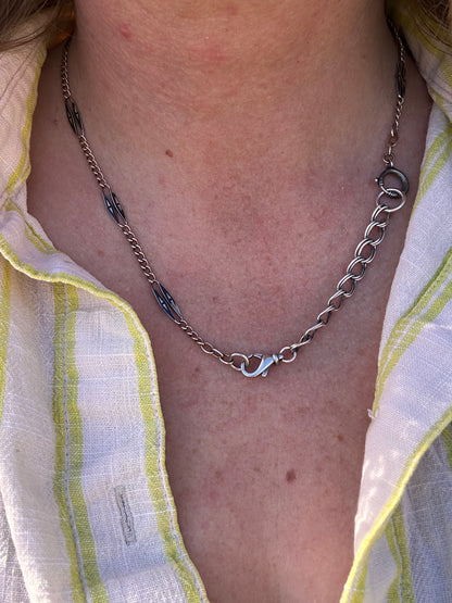 Antique 800 Niello Lozenge chain with bolt clasp