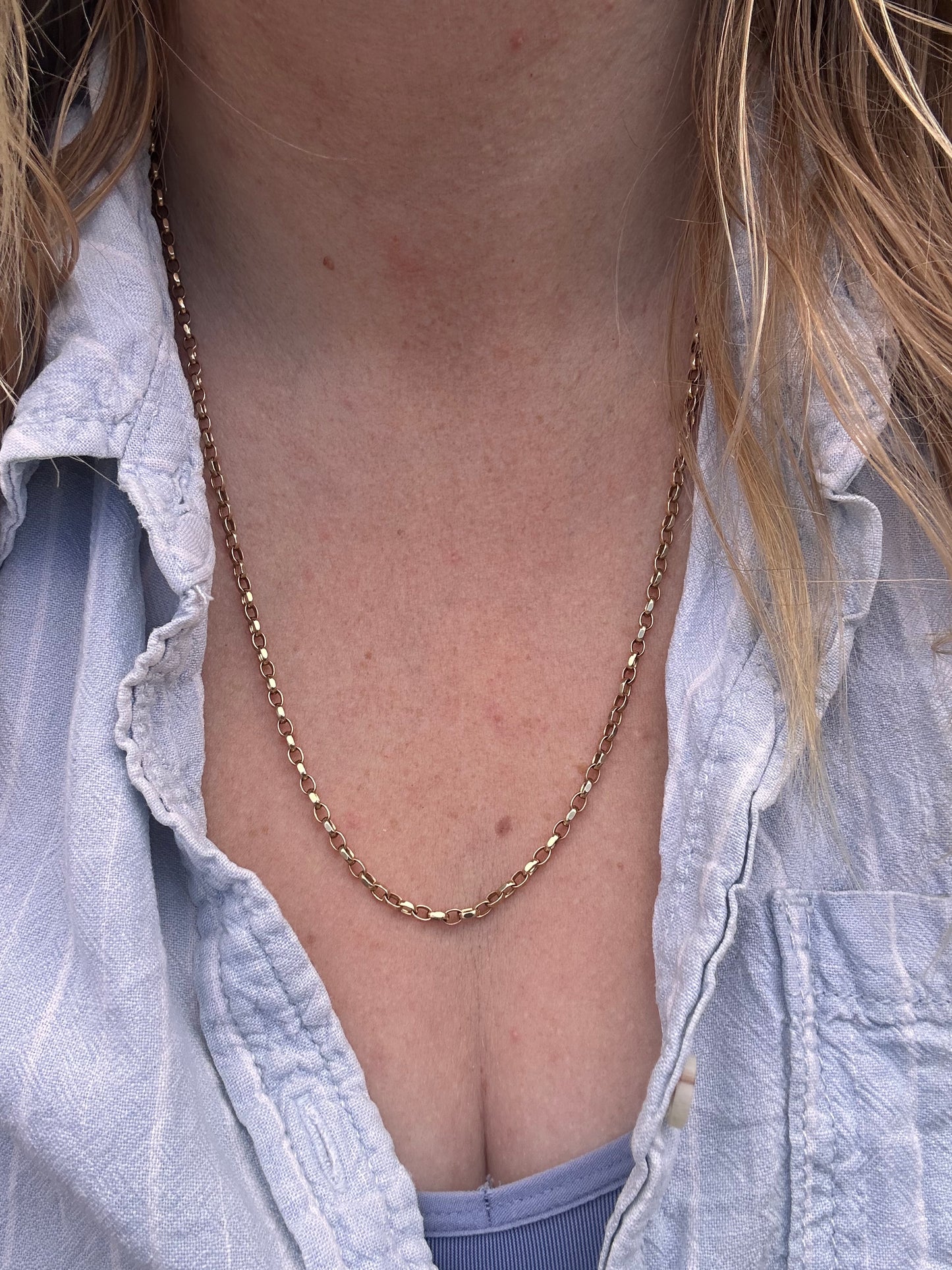 Vintage 9ct Yellow gold Biker Belcher chain