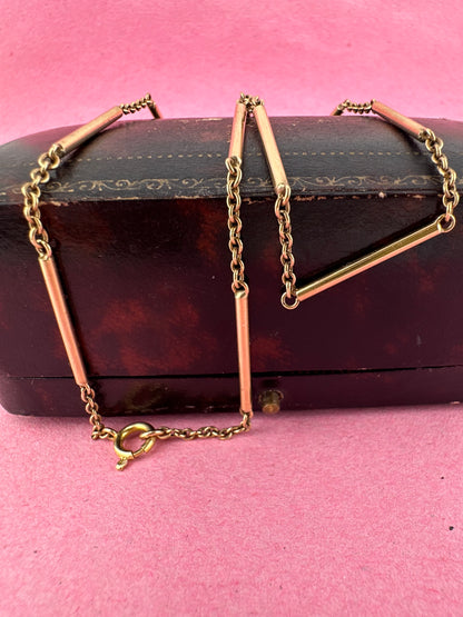 Vintage 9ct Gold Bar Station chain