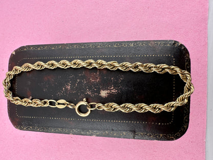 9ct yellow gold rope bracelet