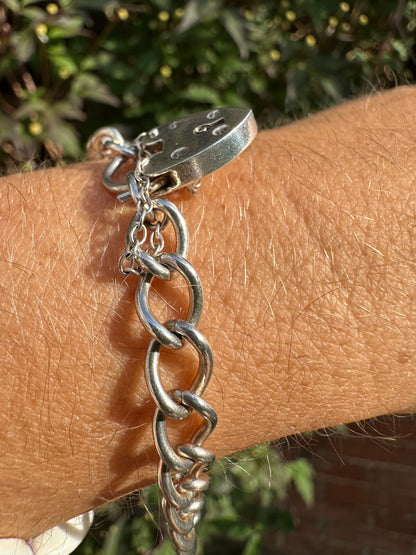 Sterling Silver Curb bracelet with heart padlock