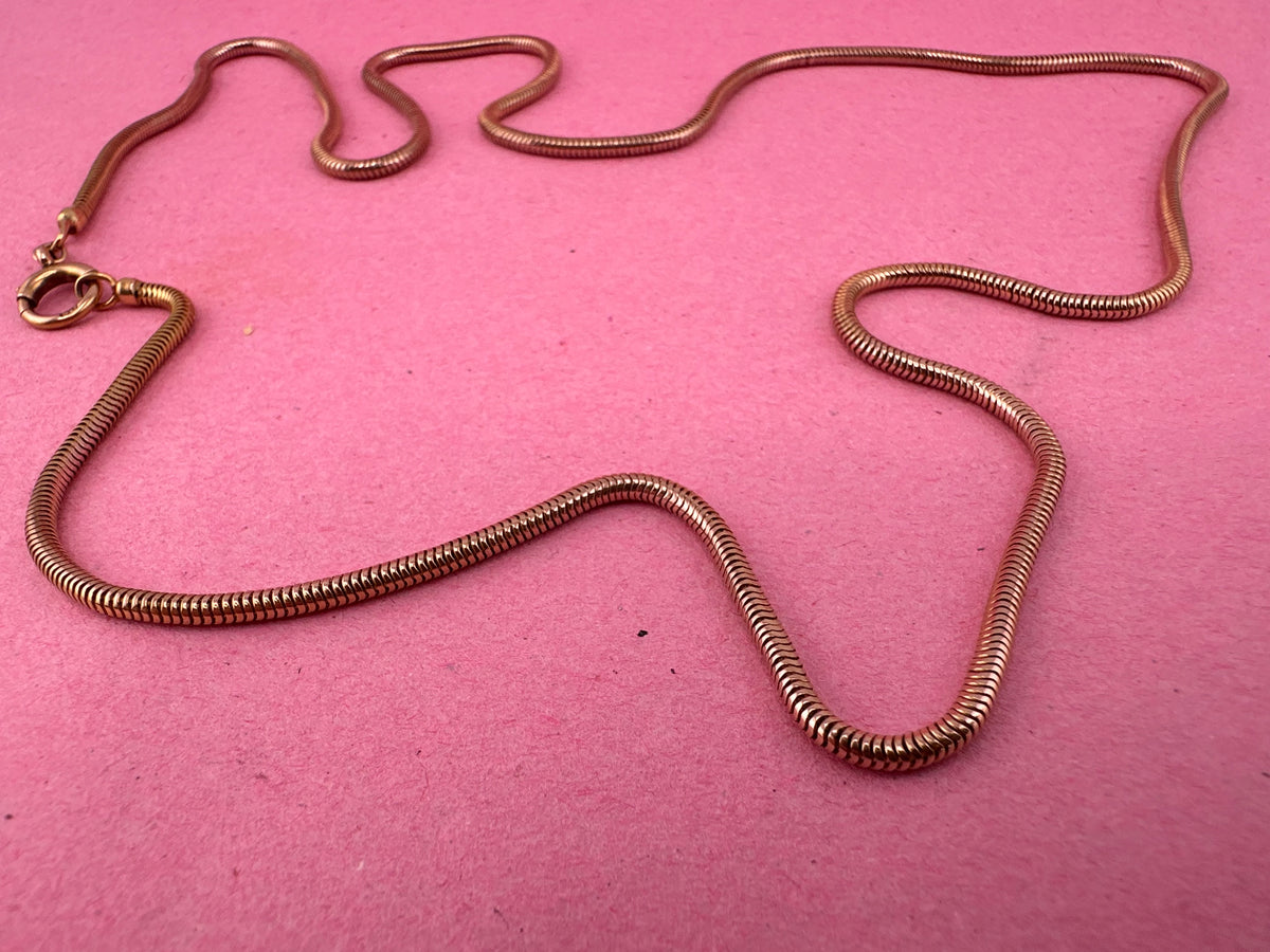 Antique 9ct Rose Gold Snake chain with bolt clasp