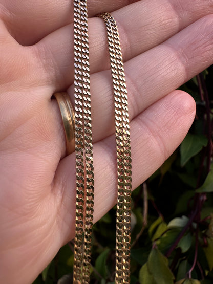Vintage 9ct yellow gold Flat curb chain