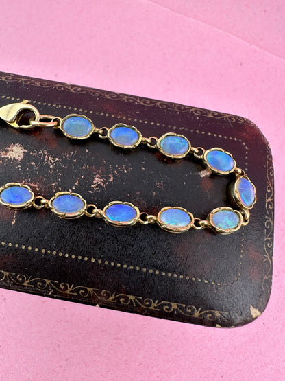 Vintage 9ct Gold Opal tennis bracelet