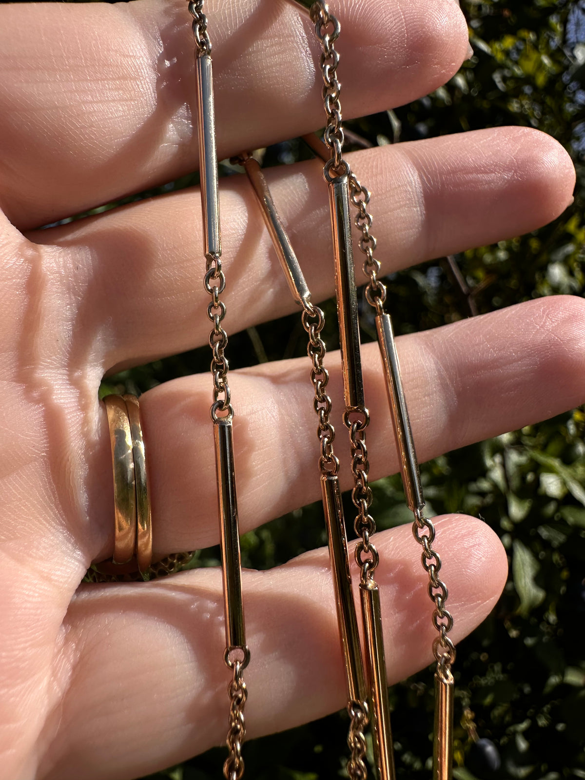 Vintage 9ct Gold Bar Station chain