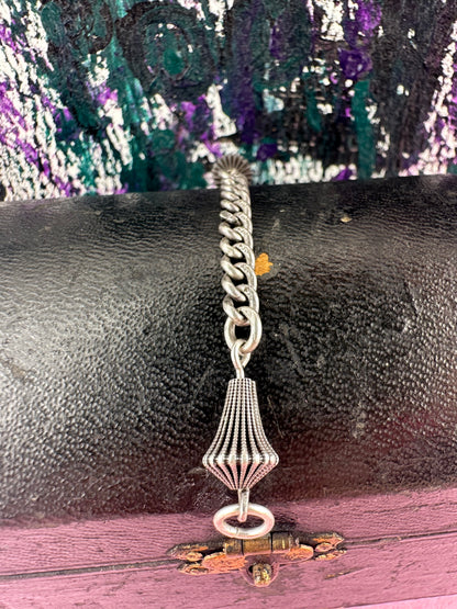Sterling silver curb Claspless extender with fluted beaded ends
