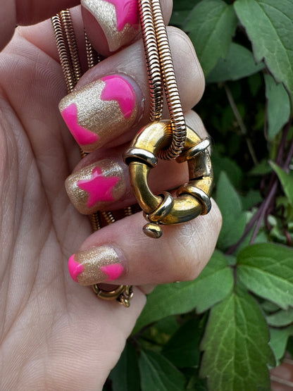 Vintage 14ct Yellow gold chunky bolt clasp with white gold accents