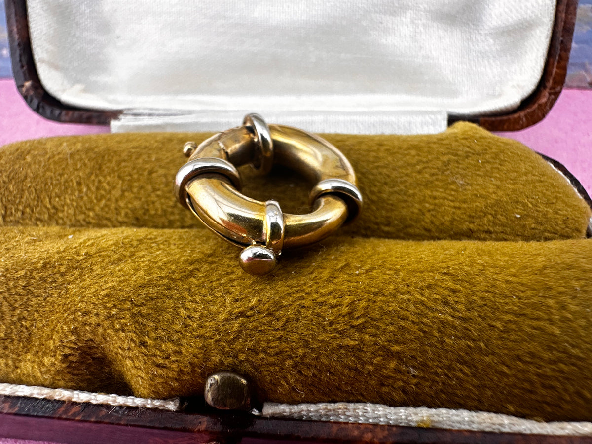 Vintage 14ct Yellow gold chunky bolt clasp with white gold accents