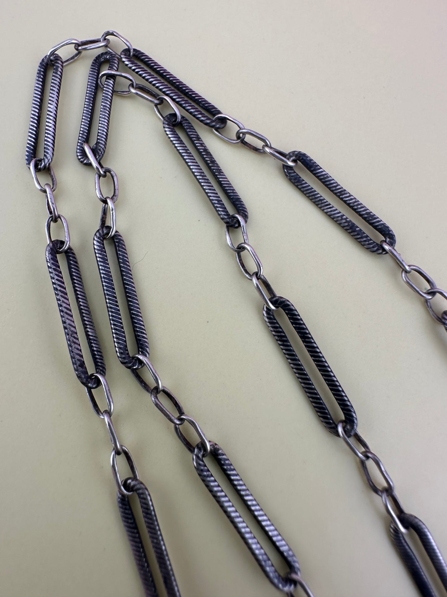 Antique 800 Silver Niello Trombone chain