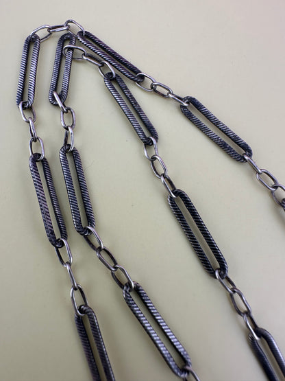 Antique 800 Silver Niello Trombone chain