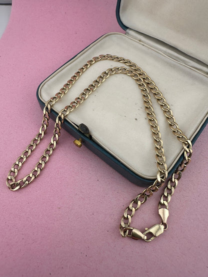 Vintage 9ct yellow gold Flat curb chain