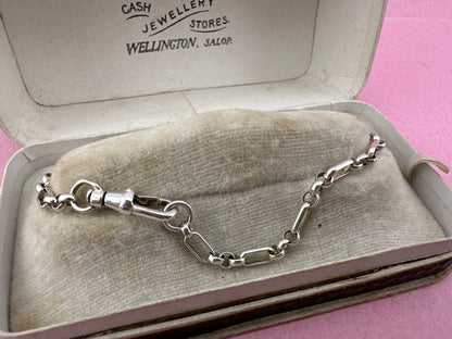 Vintage Sterling Silver Mini trombone link bracelet with swivel dog clip