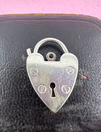 Vintage Sterling Silver Heart Padlock
