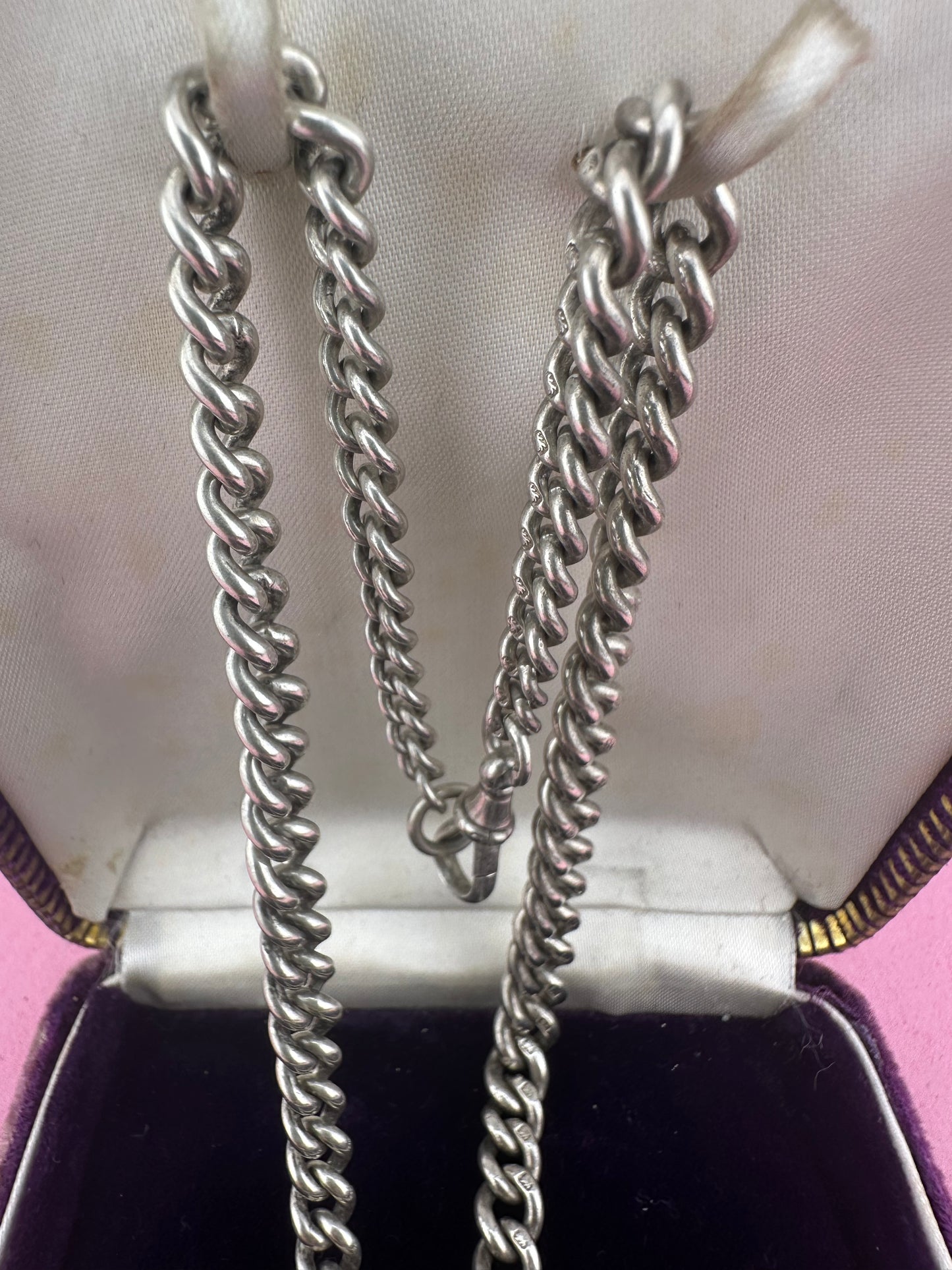 Reimagined Sterling Silver Albert chain with Compass Fob