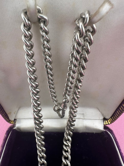 Reimagined Sterling Silver Albert chain with Compass Fob