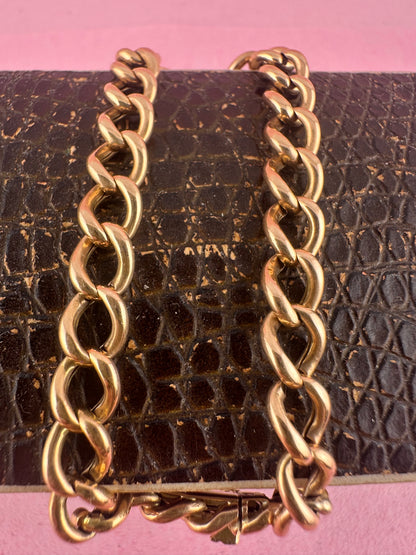 Antique 15ct Gold Curb Bracelet with concealed clasp