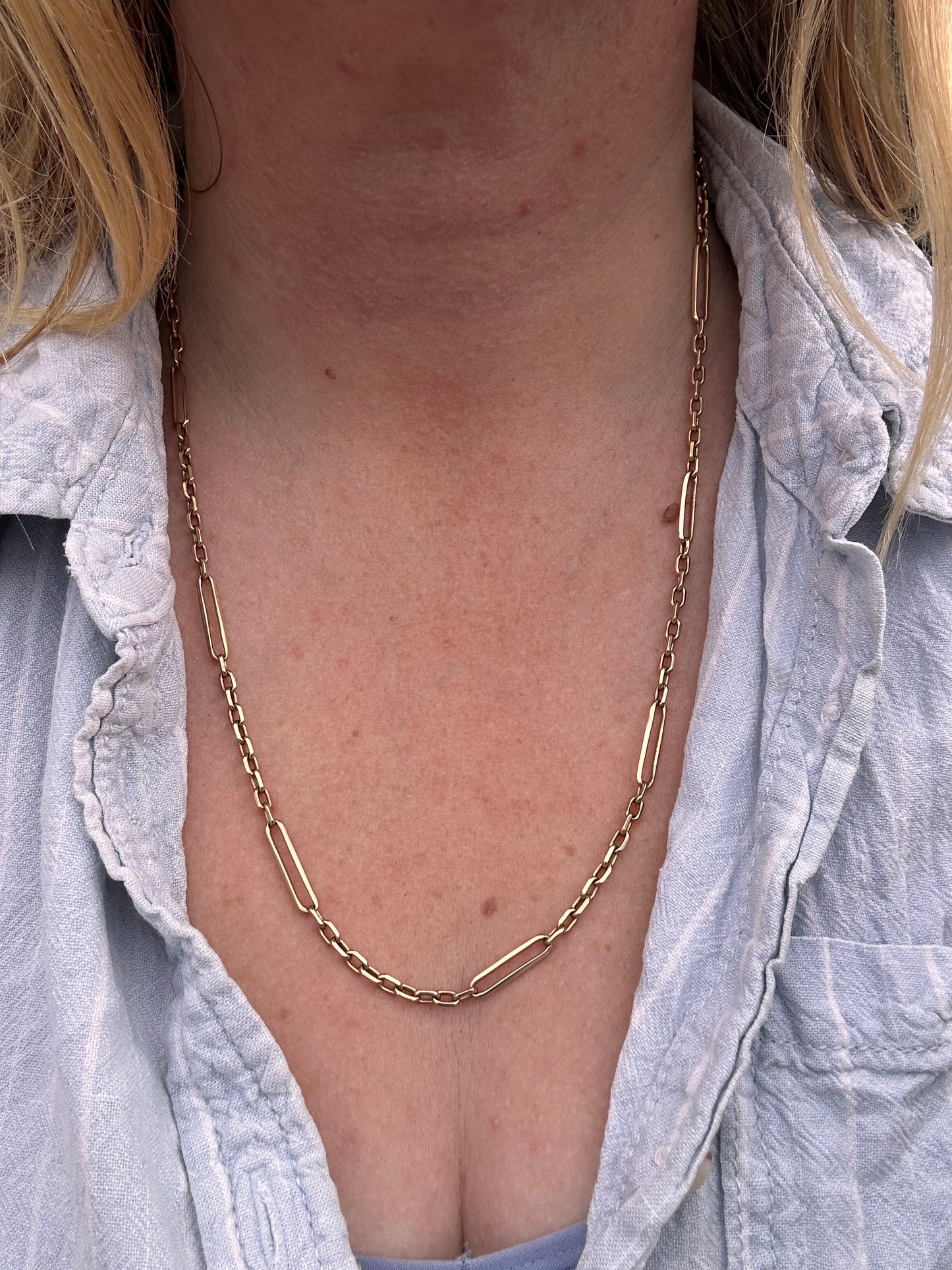 Vintage 9ct Gold Biker Trombone chain