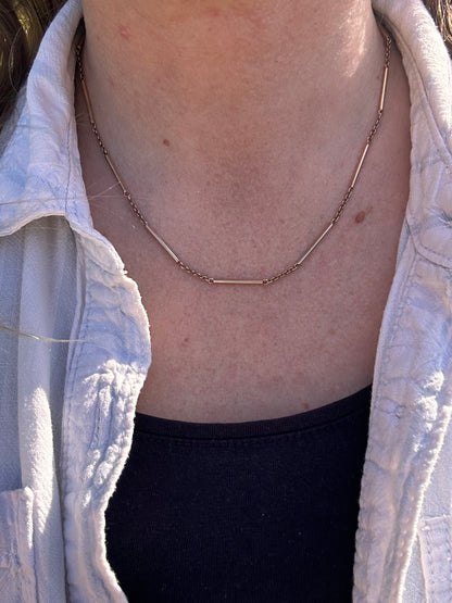 Vintage 9ct Gold Bar Station chain