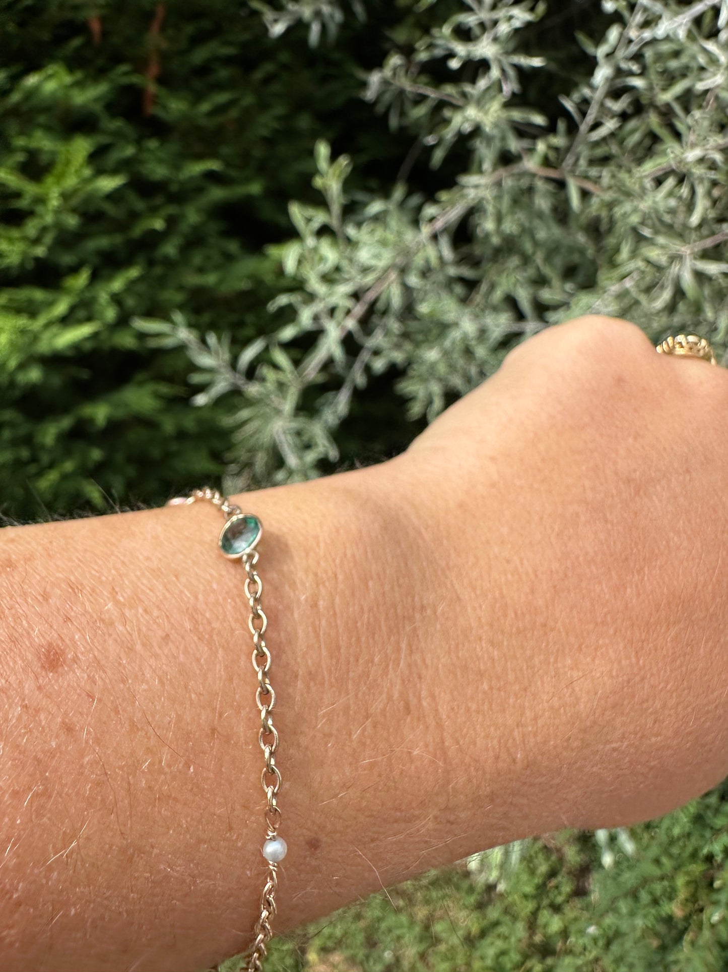 Antique 9ct Rose gold Gemstone Station bracelet