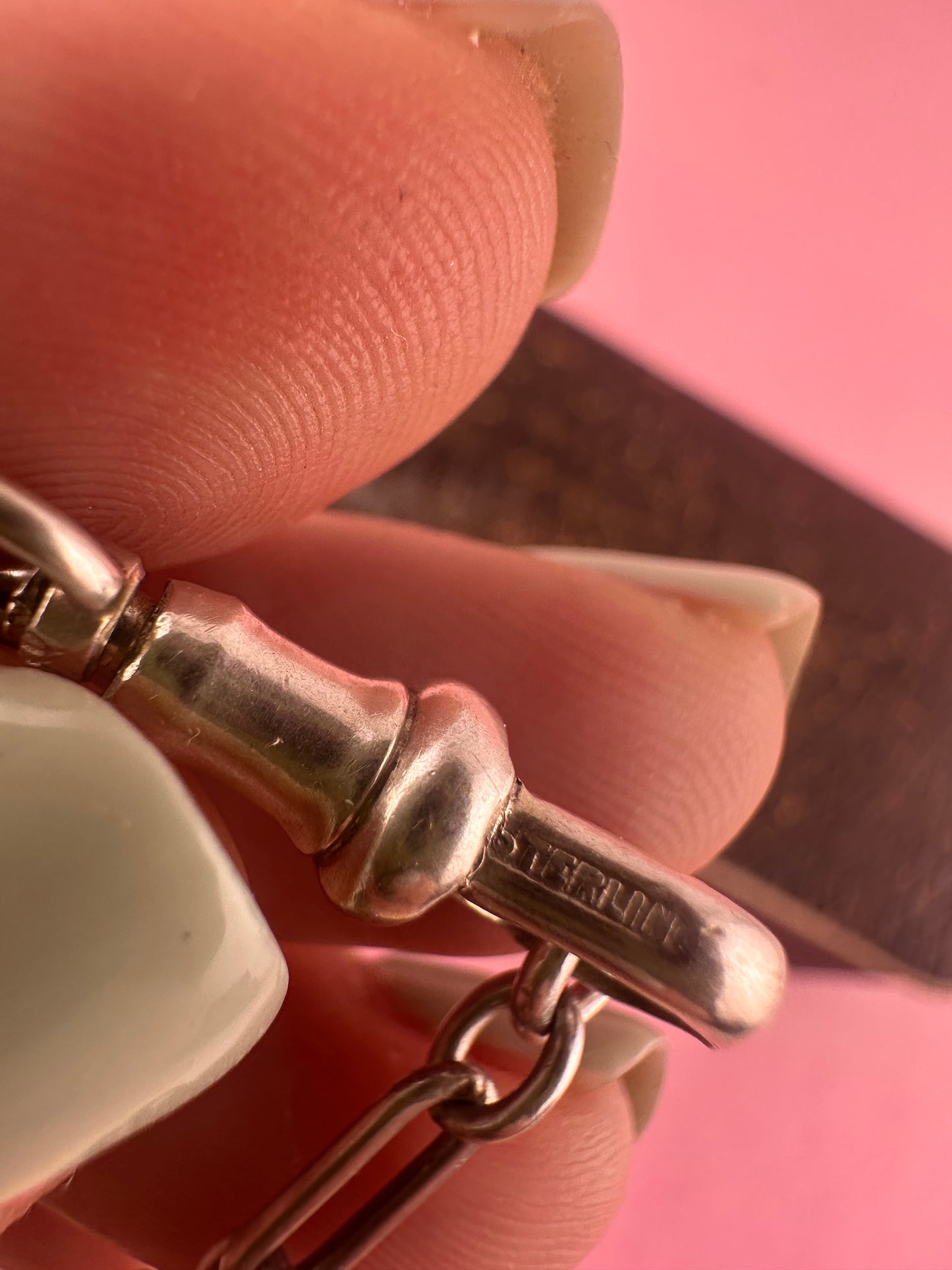 Sterling Silver Trombone bracelet with dog clip