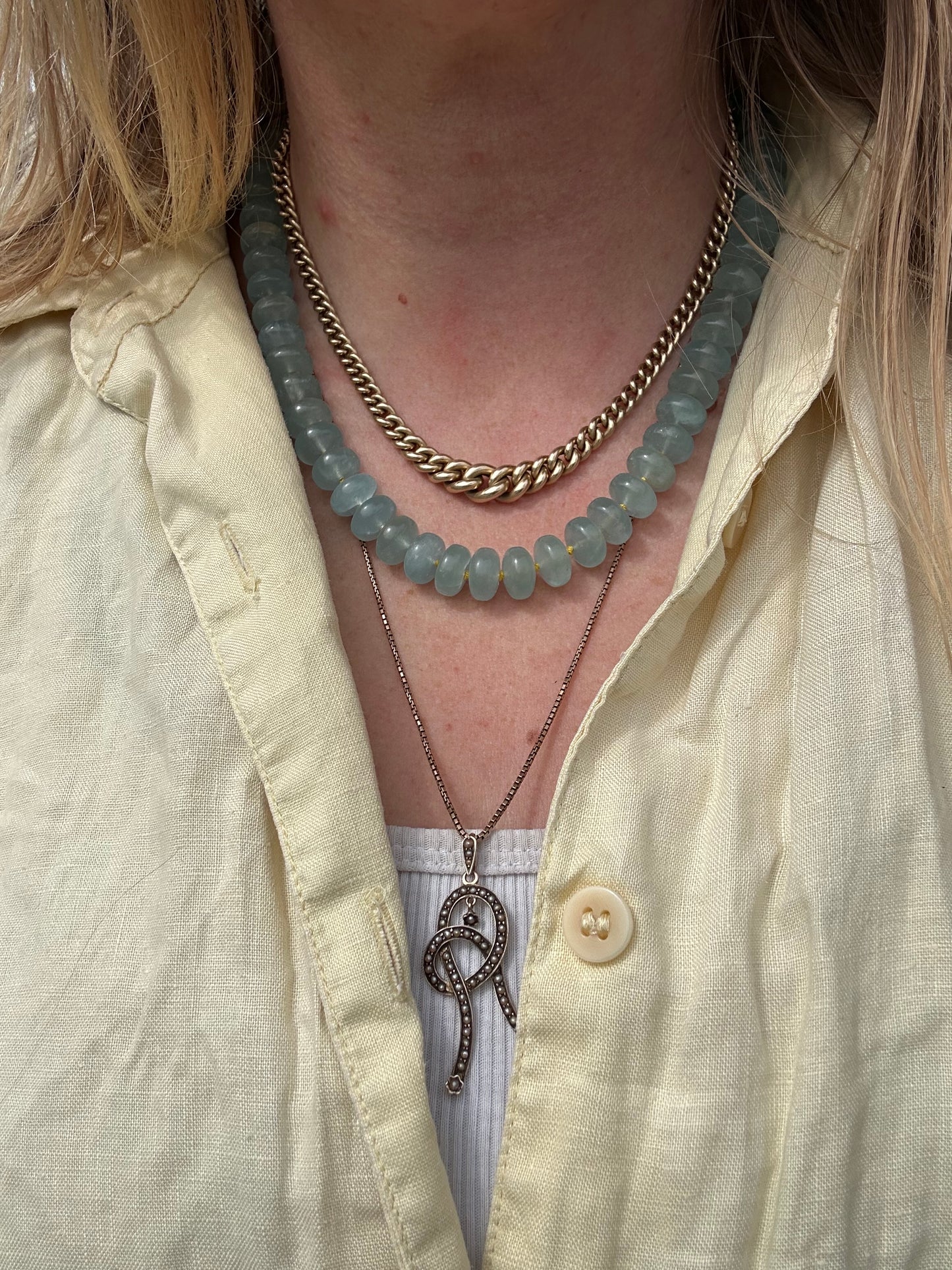Re-imagined Vintage Topaz Beads with vintage XL Silver Bolt clasp