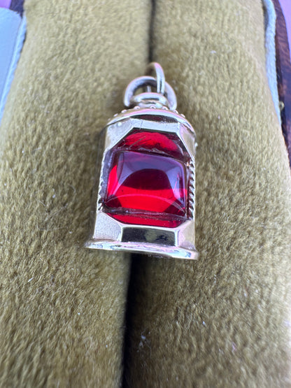 Vintage 9ct Lantern charm with red paste stone