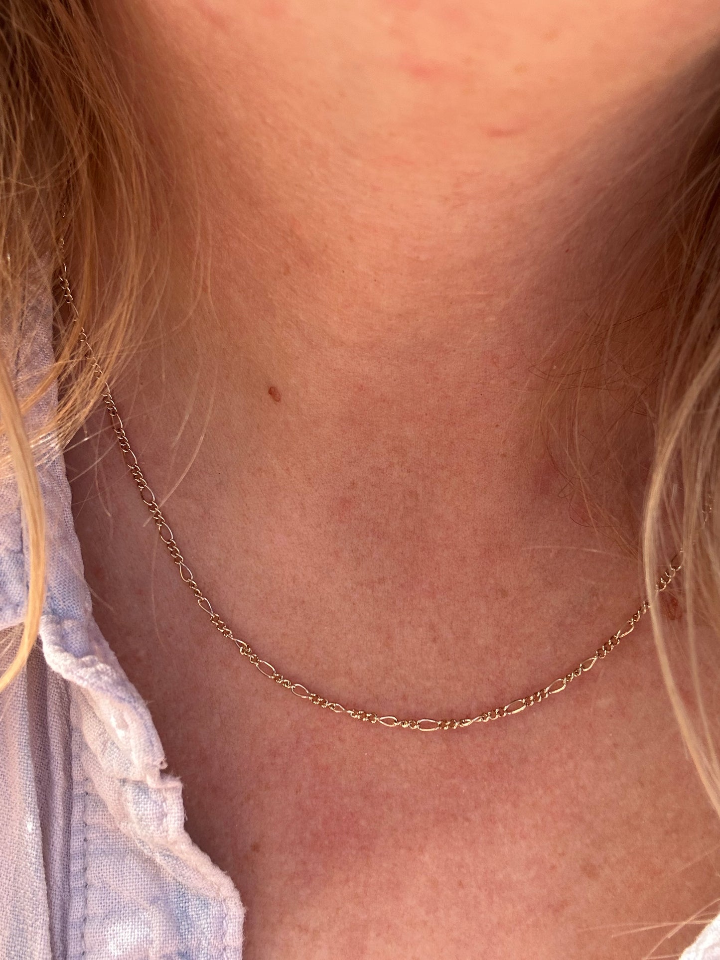 Vintage 9ct Yellow Gold mini Figaro chain