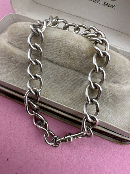 Vintage Sterling Silver Curb bracelet with dog clip