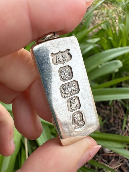 Vintage Silver Ingot pendant - Queen Elizabeth II silver Jubilee 1977