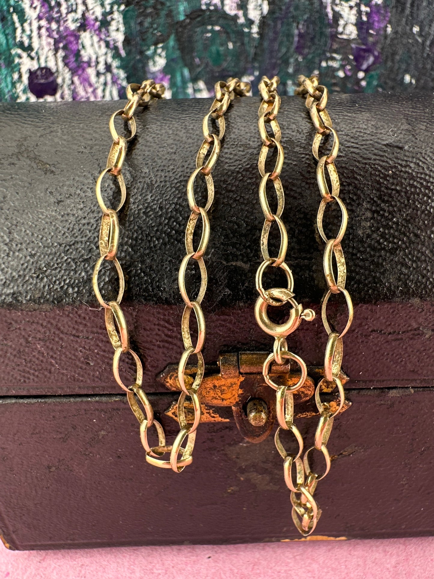 Vintage 9ct Yellow gold oval belcher chain