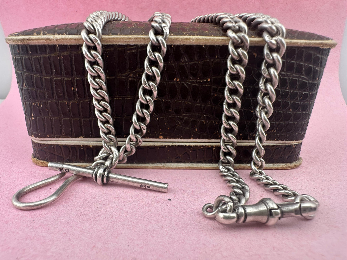 Re-imagined Sterling Silver Albert chain with shepherds hook