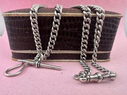 Re-imagined Sterling Silver Albert chain with shepherds hook