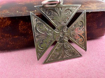 Antique Sterling silver Maltese cross fob