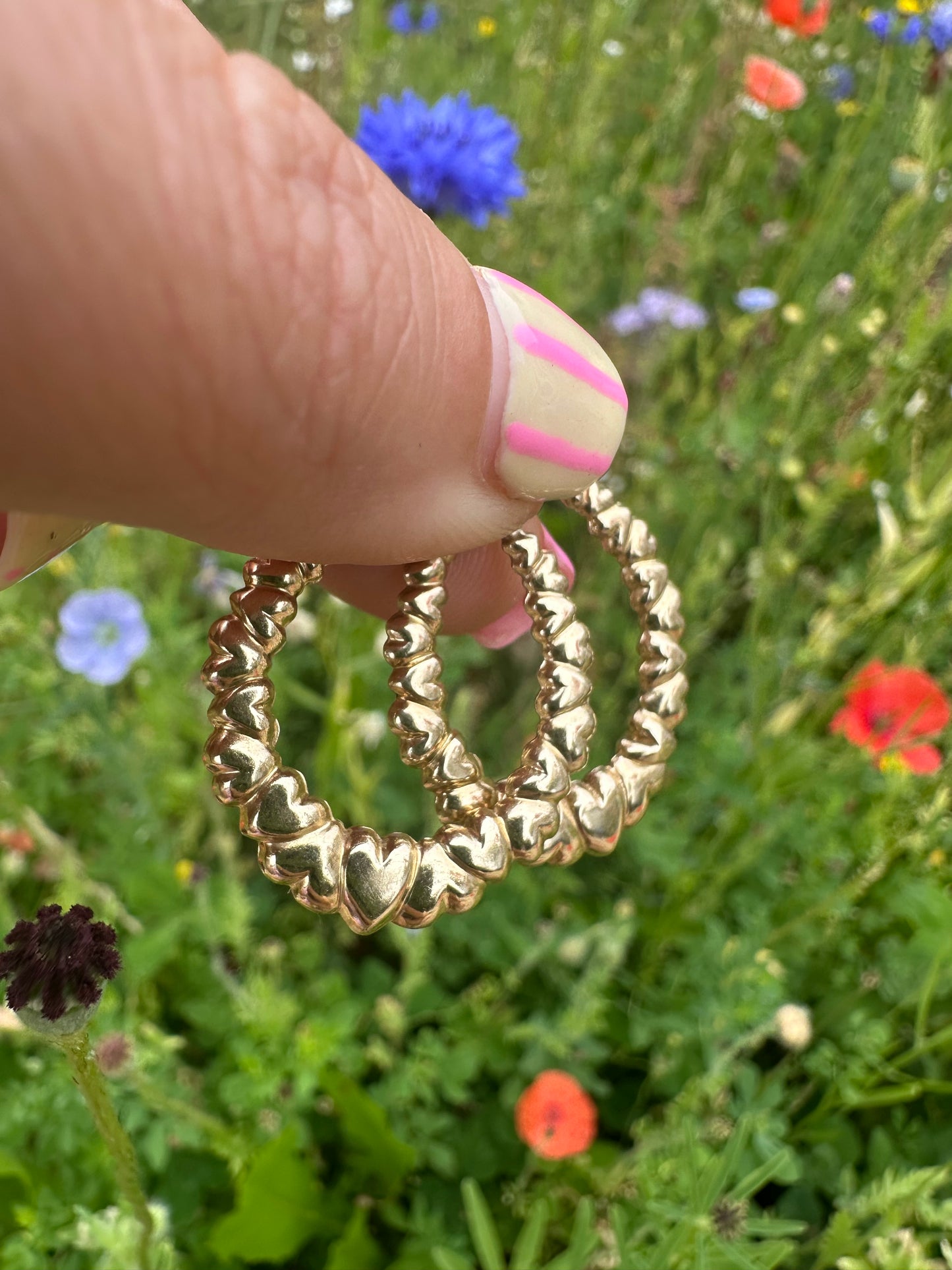 Vintage 9ct Heart Hoops