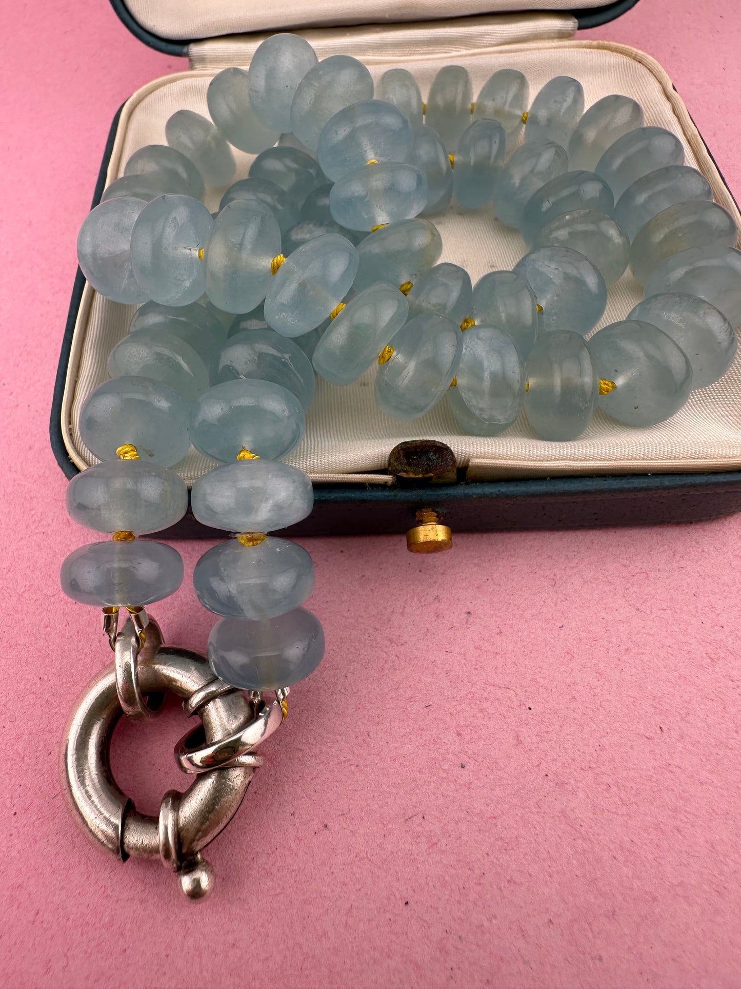 Re-imagined Vintage Topaz Beads with vintage XL Silver Bolt clasp