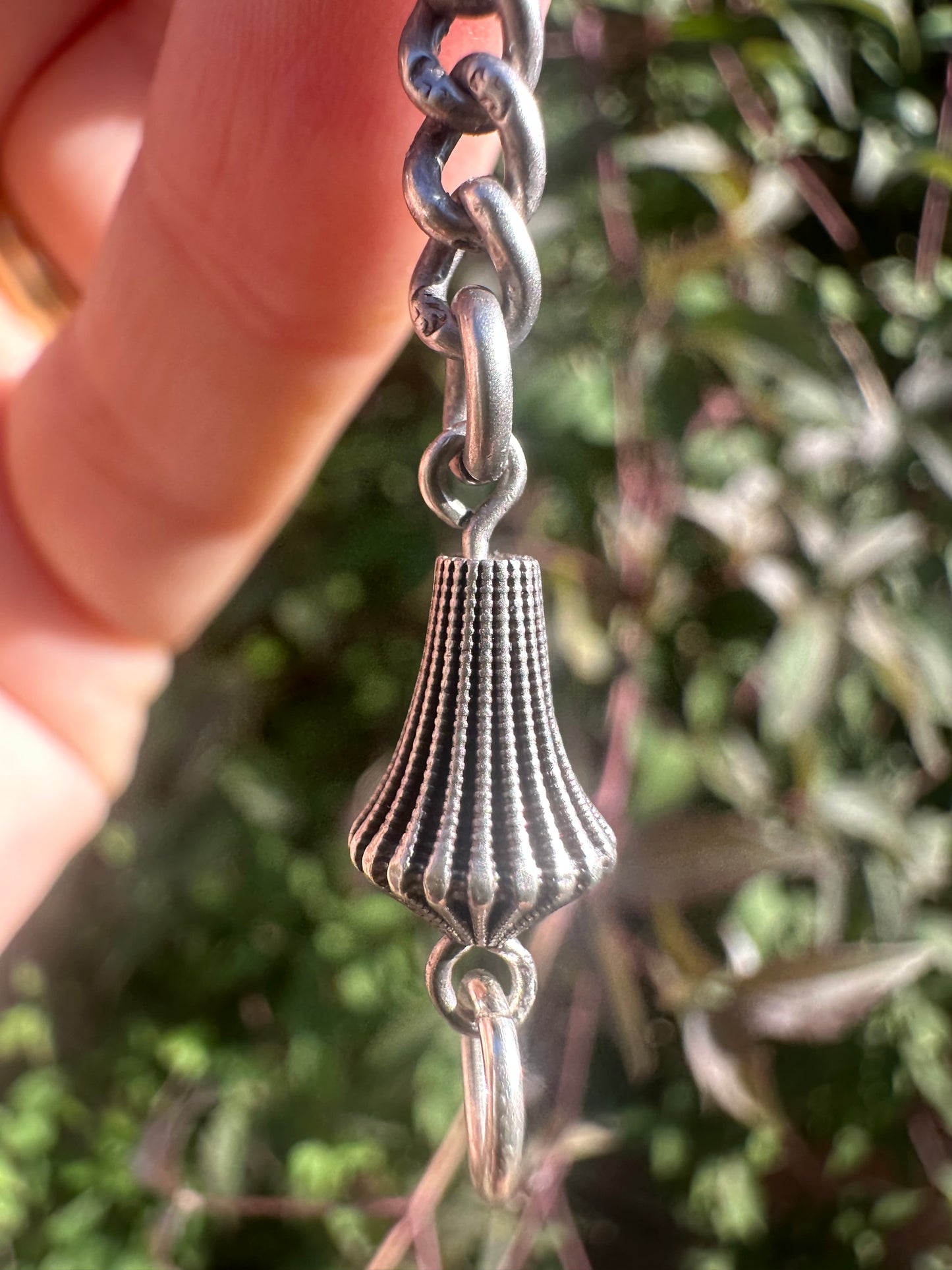 Sterling silver curb Claspless extender with fluted beaded ends