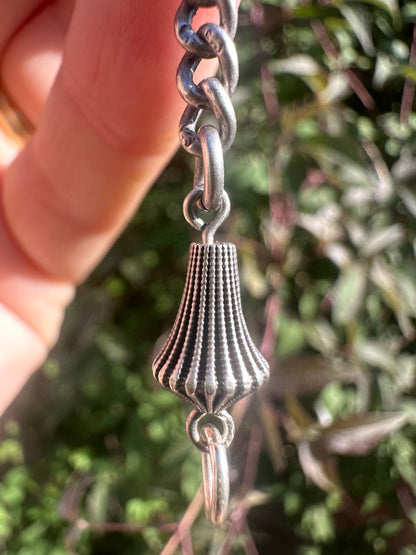 Sterling silver curb Claspless extender with fluted beaded ends