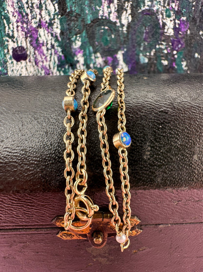 Antique 9ct Rose Gold Gemstone Station chain
