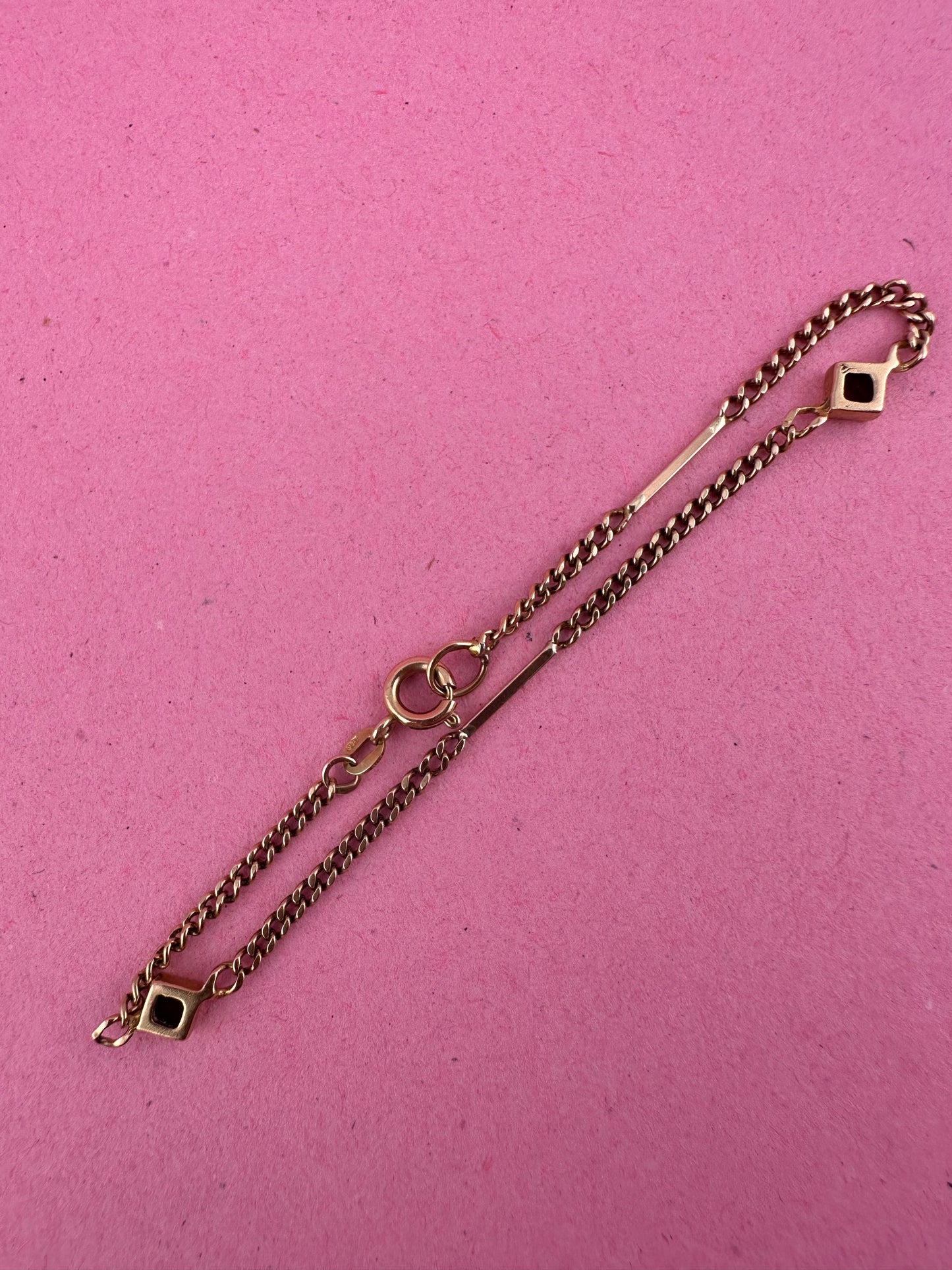Antique 9ct Rose Gold mix link bracelet with bolt clasp