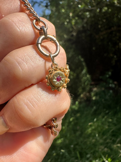 Antique 15ct Gold Ruby pin conversion pendant