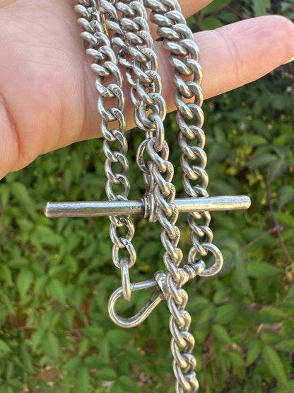 Reimagined Sterling Silver Albert chain with Compass Fob