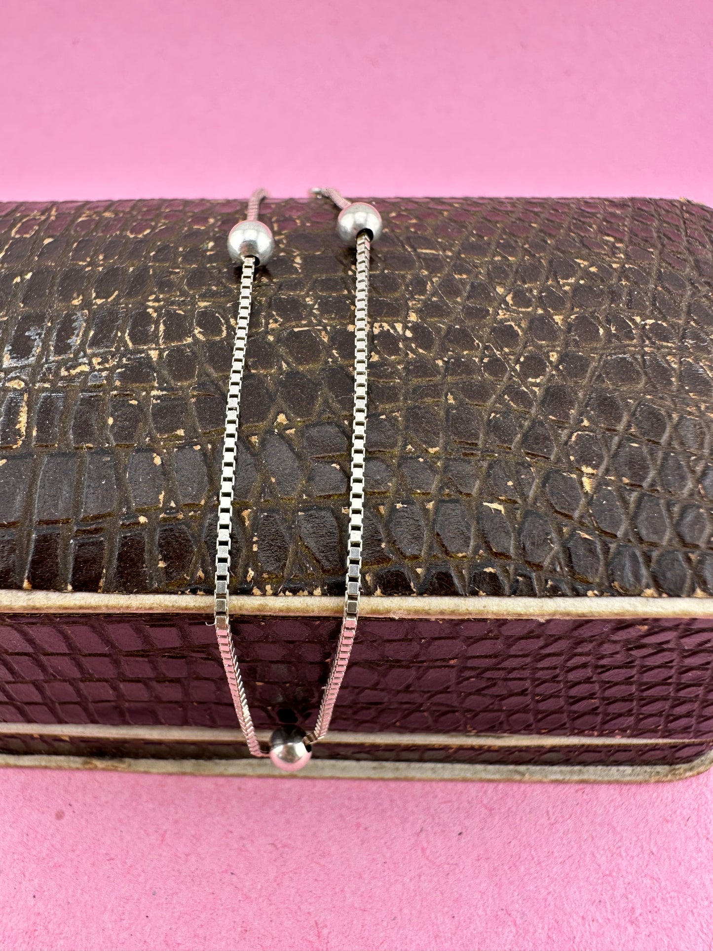 Vintage Sterling silver box and ball bracelet