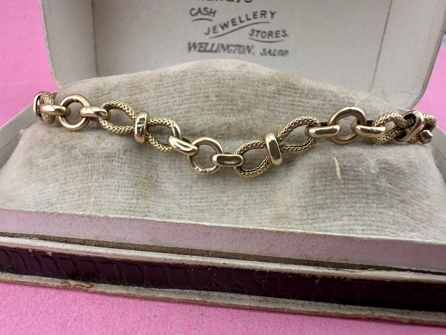 Vintage textured infinity link bracelet